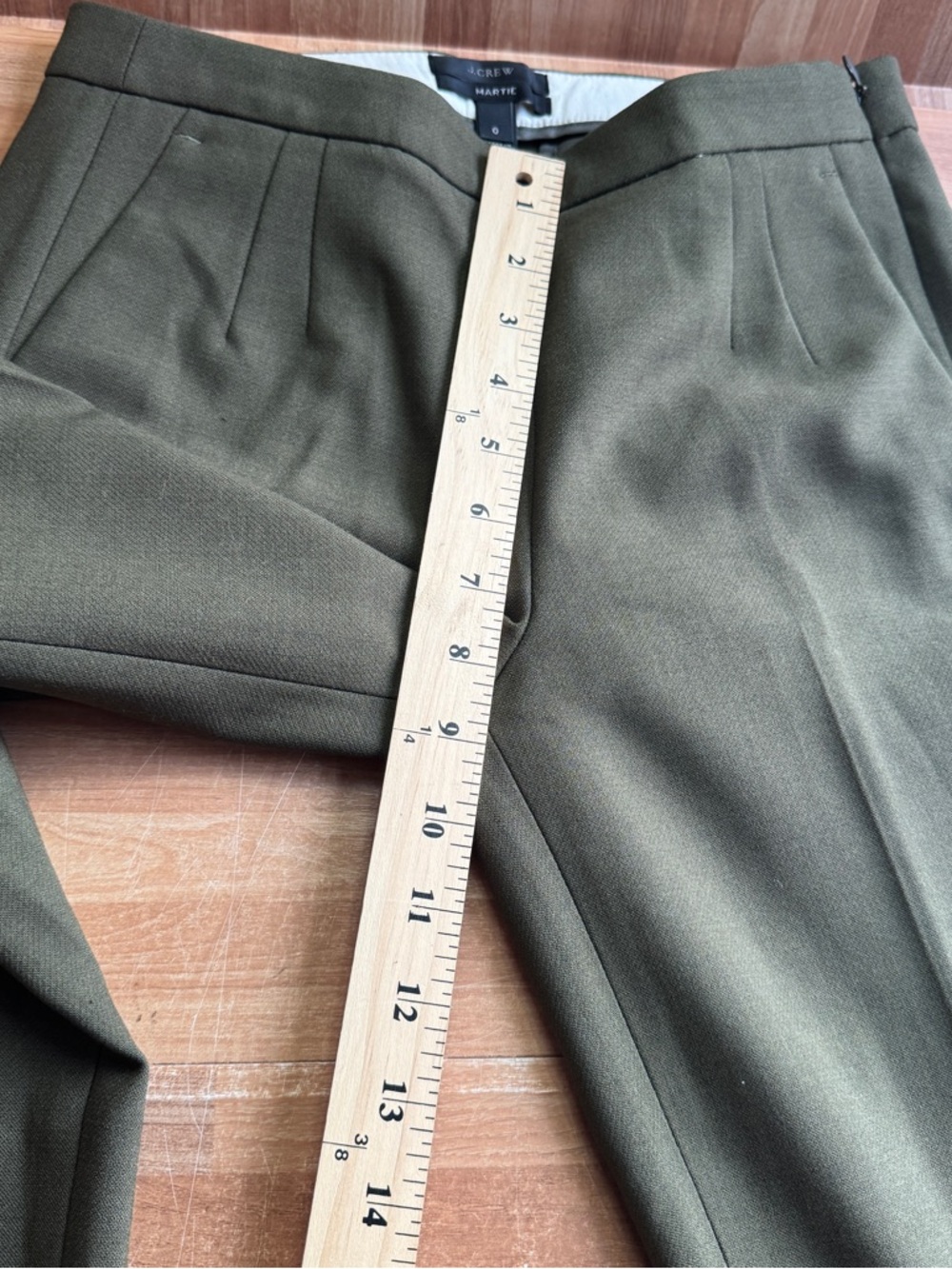 J. Crew martie wool slacks, army green, ankle pants, size 0 - Picture 6 of 12